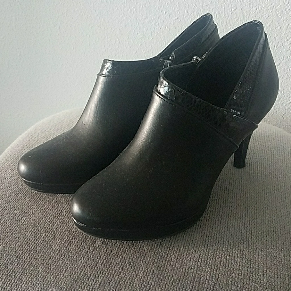 Black Booties With Alligator Print Trim - image 1